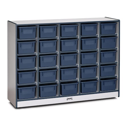Jonti-Craft Rainbow Accents 25 Cubbie-Tray Mobile Storage, with Trays, Navy 0426JCWW112